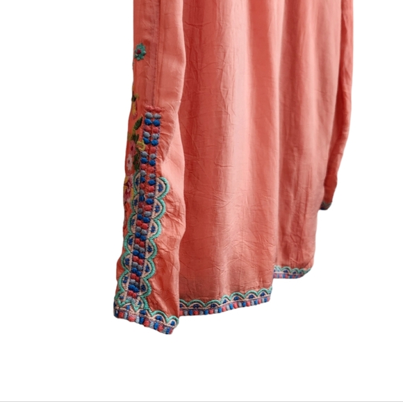 Johnny Was Coral Embroidered Boho Peasant Floral Blouse Women's Size XS - Picture 9 of 11
